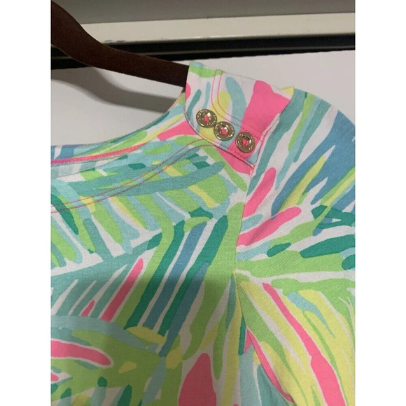 Lilly Pulitzer UPF 50 Tropical Storm Pink Green Palm Print Sophie Dress XXS - Picture 6 of 10